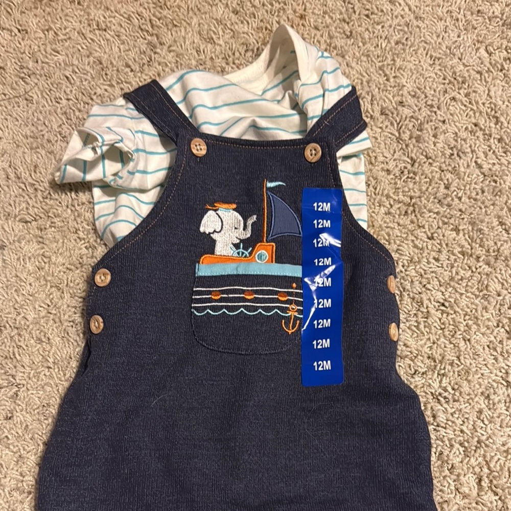 Nautical-Themed Blue Denim Overalls for Kids